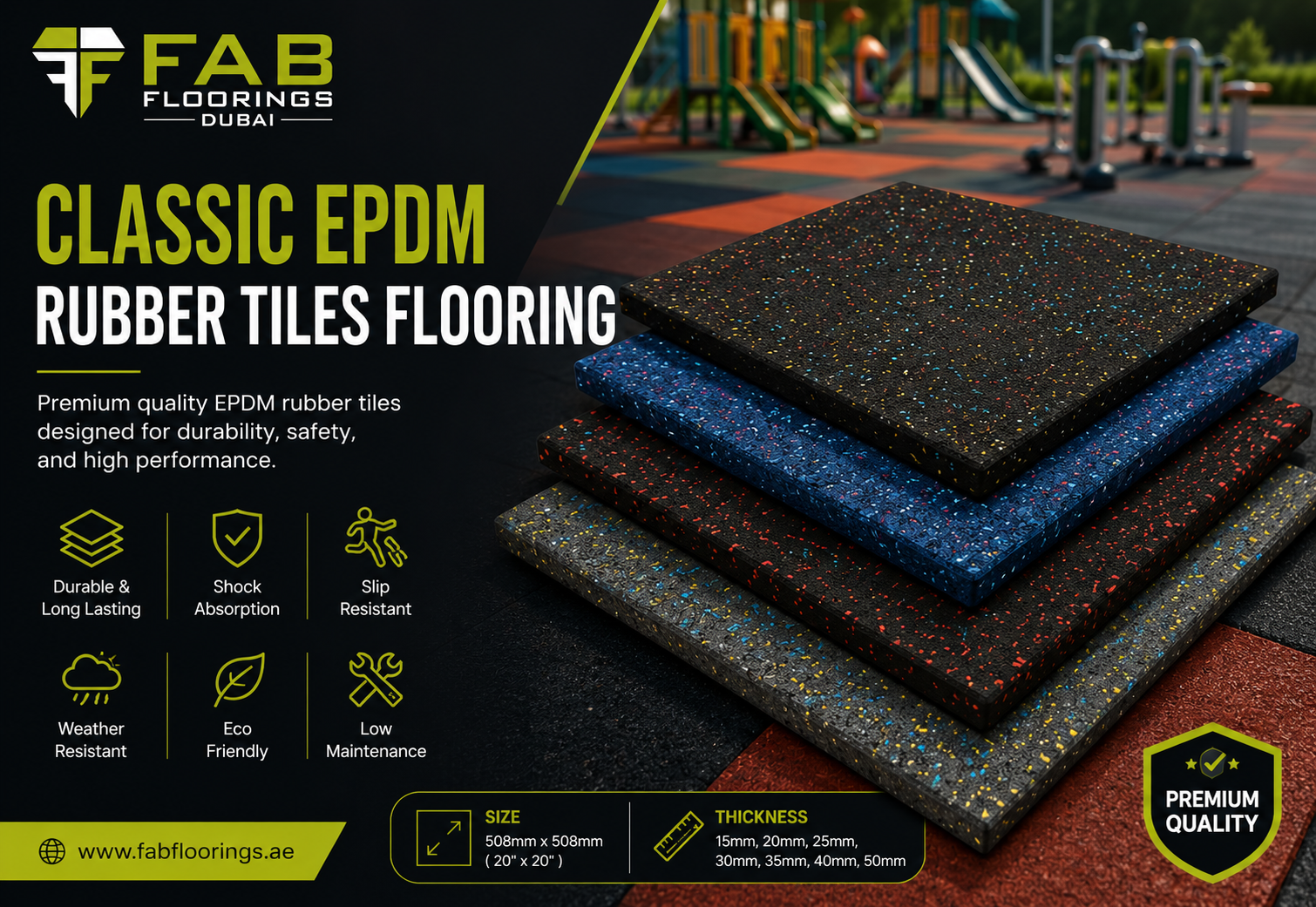 Classic EPDM Rubber Tiles Flooring in UAE