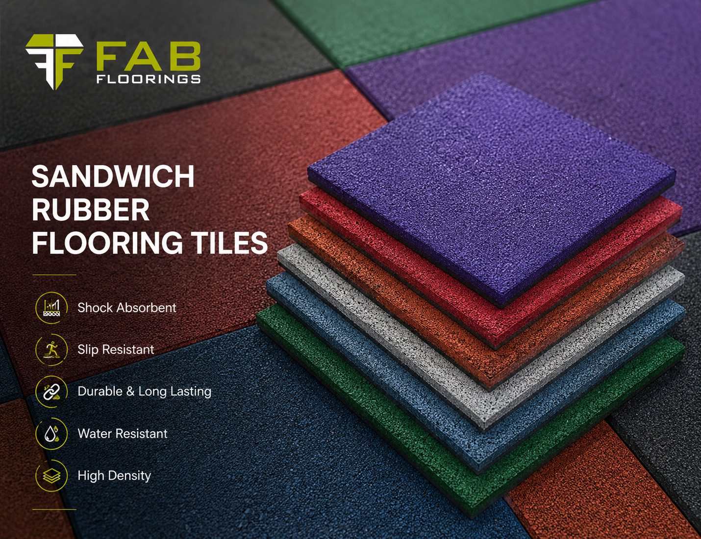 EPDM Sandwich Rubber Flooring Tiles Supplier in Dubai, UAE