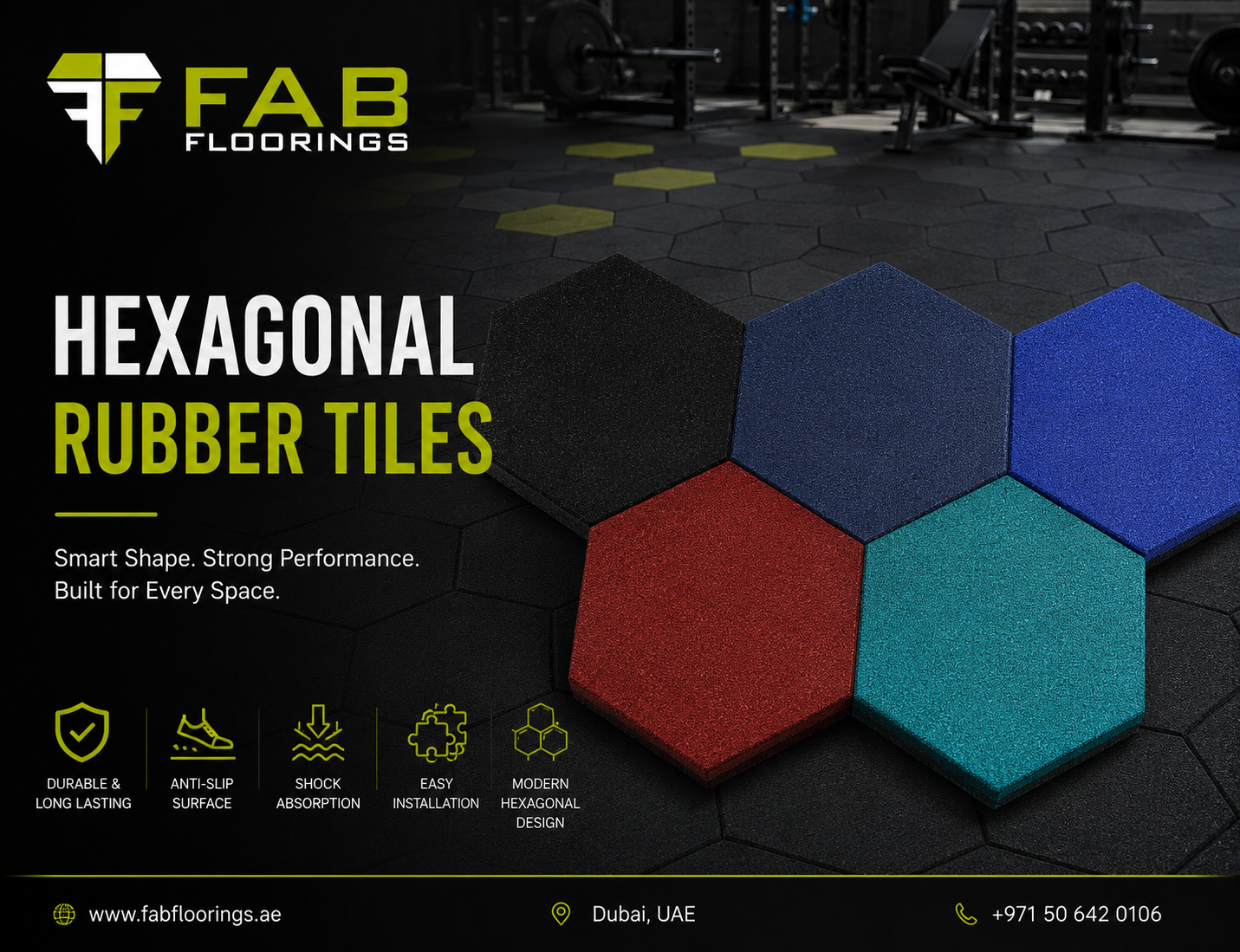 Hexagonal Rubber Tiles for Stylish, Durable & Safe Flooring in Dubai
